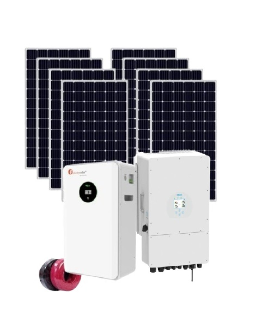 Автономна соларна система 5.8 kW + инвертор Deye 6 kw + 10 kwh литиева батерия - Трифазна