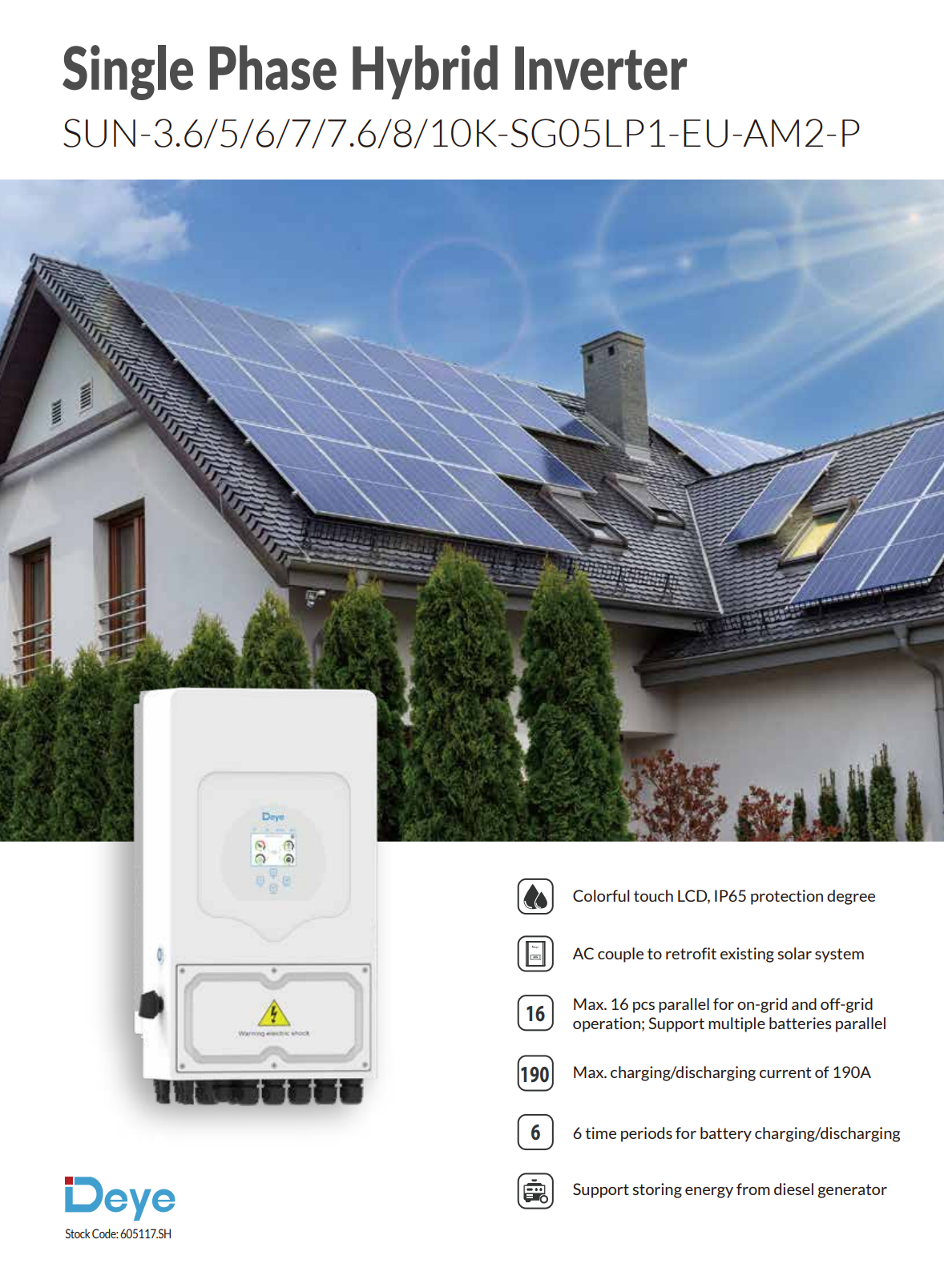 DEYE SUN-10K-SG02LP1-EU — Хибриден монофазен инвертор 10 kW | 48V LV | 3 MPPT | WiFi 4